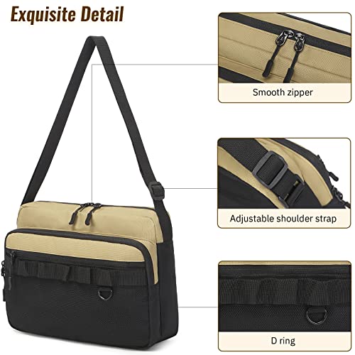 El-Fmly Messenger Bag For Men Women, Multi-Pocket Crossbody Shoulder Bag For Daily Use, Outdoor, Sports, Travel (Kaki) #TOP6