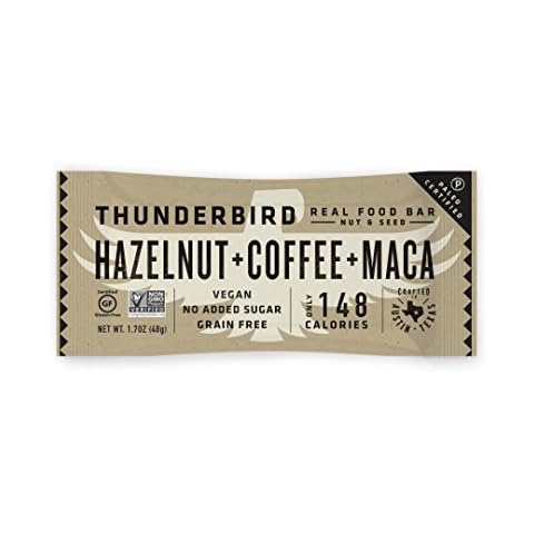 Thunderbird Paleo and Vegan Hiking Food Snacks - Real Food Energy Paleo Bar - Fruit & Nutrition Nut Bars - No Added Sugar, Grain and Gluten Free, Non-GMO, 15 Pack (Hazelnut Coffee Maca) Cover