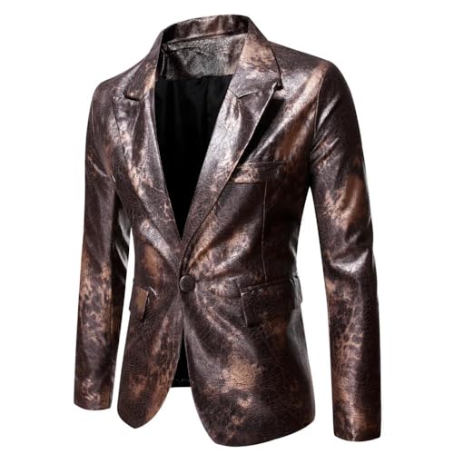 Maiyifu-GJ Men's Leopard Print Tuxedo Jacket Slim Fit Stylish Printed Party Blazer Luxury Floral Notched Lapel Sport Coats (Grey,Small)2