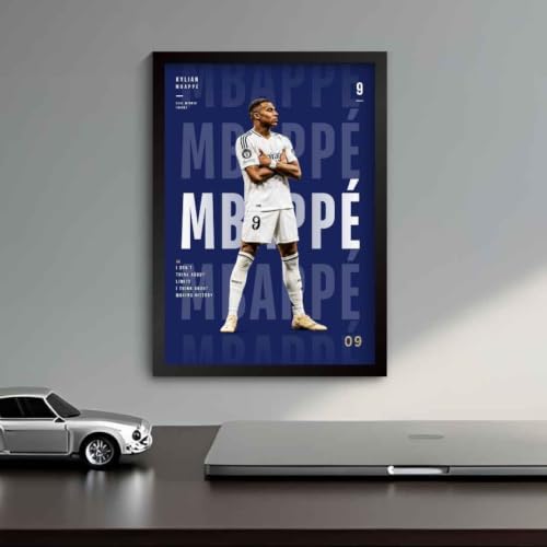 Image of Funk You Store Mbappe Poster Framed | Kylian Mbappe Lottin Wall Art Posters Framed | Real Madrid Edition Football Legend | Premium Sports Decor for Frace Football Fans | Motivational Wall Poster (F 255)