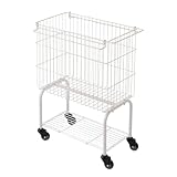 アール SAKuRAKu ランドリーワゴン 2段 ホワイトグレー [約32.5×49.5×65.5cm] スリム 大容量38L キャスター付き ランドリーバスケット ランドリーラック 洗濯かご 腰高設計 タオルバー付き 下段収納 洗面所収納 JIR-101