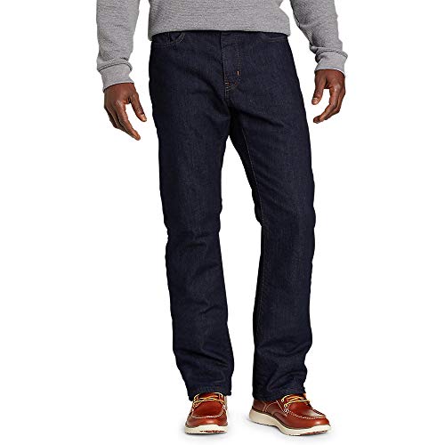 Eddie Bauer Men's Field Flannel-Lined Flex Straight Jeans, Deep Rinse, 34W X 32L #TOP12