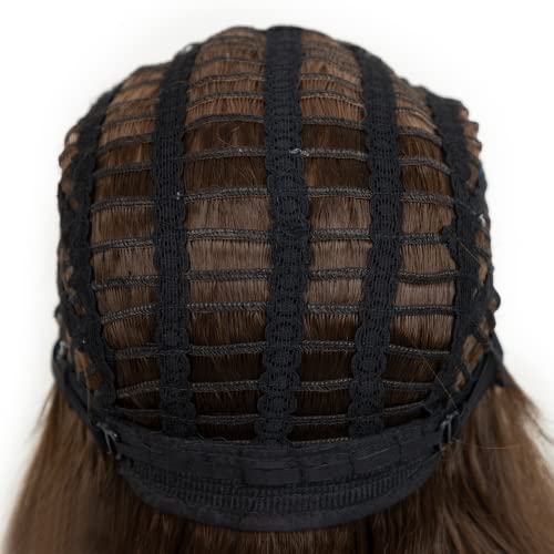 Fencca Layered Long Ombre Brown Highlight Wigs For White Women Straight Synthetic Hair Wig Natural Looking #TOP5