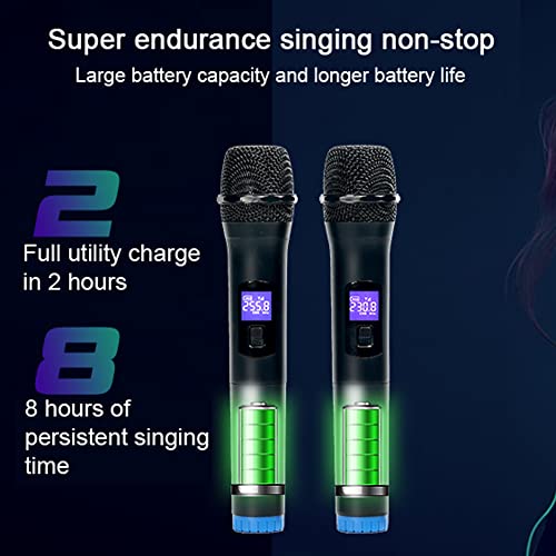 Microfone multifuncional de canal duplo sem fio Microfone portátil sem fio Tela LCD Conjunto de micr
