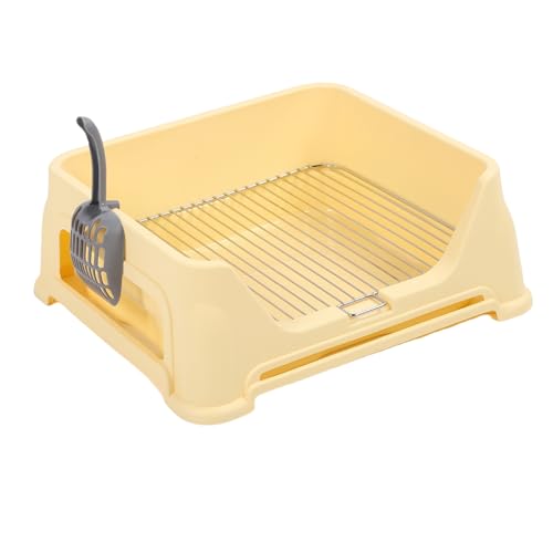Haofy Dog Potty Tray Dog Training Toilet Indoor Dog Litter Box with Stainless Steel Grid for Small Medium Dogs Easy to Clean Hang on Wall (Light Yellow)
