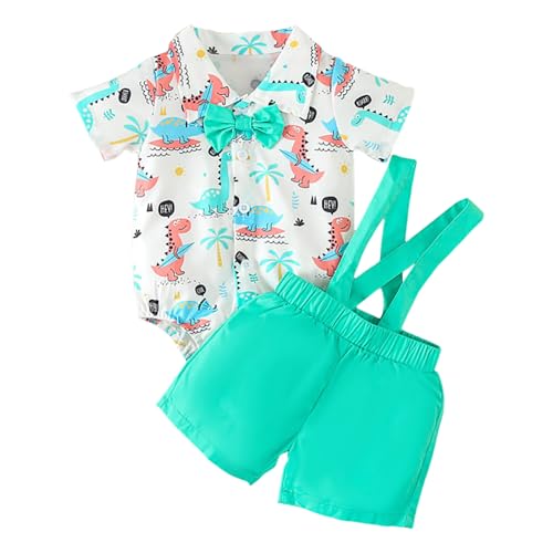 Pelele de manga corta para niños y niñas, con estampado de dibujos animados, pantalones cortos, trajes de caballero, chaqueta de esquí para niños, Blanco, 0-3 meses