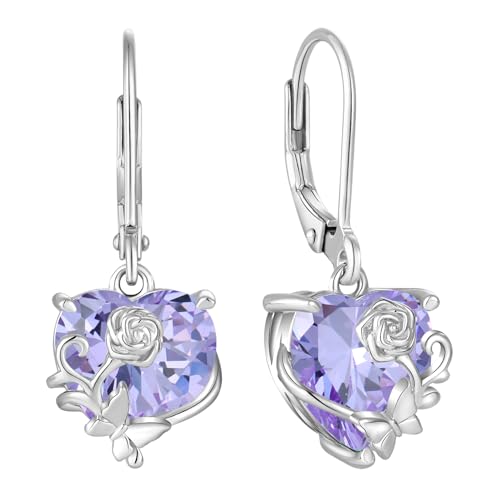 Yl Pendientes De Corazónde Rosa Mariposa Plata De Ley 925 Con Pendientes De Alejandrita Con Piedra Natal De Junio Para Mujer Mamá Yl Pendientes De Corazónde Rosa Mariposa Plata De Ley 925 Con Pendientes De Alejandrita Con Piedra Natal De Junio Para Mujer Mamá