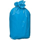 Sac Poubelles Bleu | Capacité 50l | Lot de 100 Sacs | Epaisseur 13 microns | Produits Légers et Non Coupants | Tri Sélectif Recommandé Déchets Type Papier.