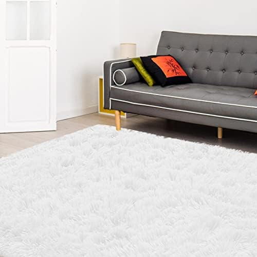 Blivener Luxury Shaggy Soft Area Rug Tie-Dyed Faux Fur Indoor Fluffy Non-Slip Rugs Modern Home Decor For Bedroom,Kidsroom,Living Room Grey 160x200CM