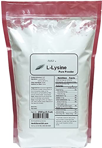 NuSci L-Lysine HCl Pure Powder (2500 Grams (5.5 lb))