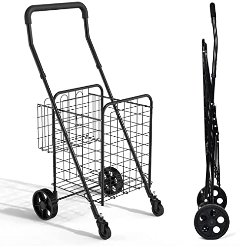 Siffler Shopping Cart With 360° Rolling Swivel Wheels For Groceries Utility Shopping Cart With Double Basket cover