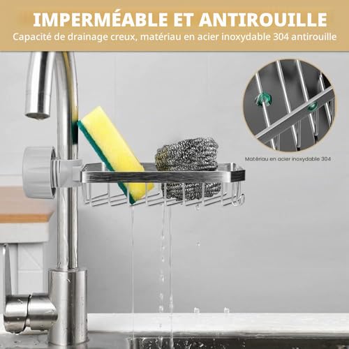 Bnimtm Porte Savon pour Etagere Douche - INOX Support Shampoing Douche sans Perçage pour Tringle 20-32mm – vue 6