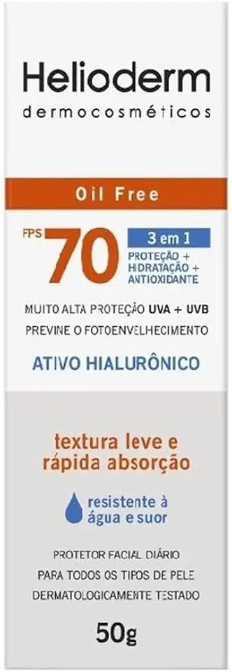 Protetor Facial Diário Helioderm Oil Free FPS 70 Sem Cor 50g