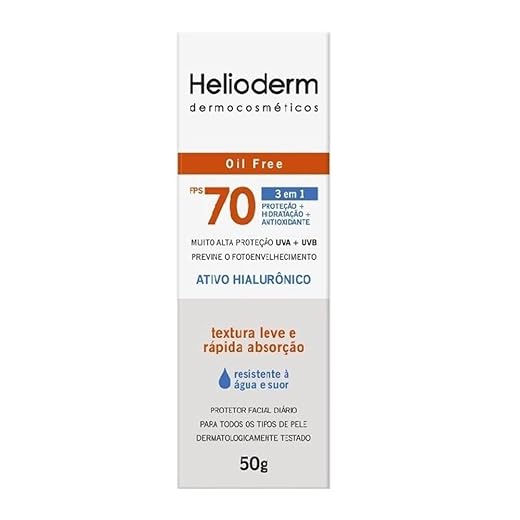 Protetor Facial Diário Helioderm Oil Free FPS 70 Sem Cor 50g