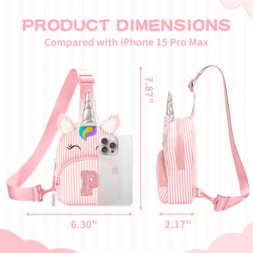 Viverte Birthday Gifts for Girls Small Sling Bag Personalized Initial Fanny Pack Cute Letter Crossbody Bag Purse for Girls(Light pink-P) — view 3