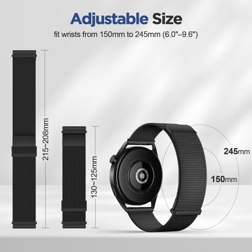 Image of Magnetic 20mm Stainless Steel Mesh Strap Compatible with Samsung Galaxy Watch 7 /6 /5 /4 /FE 40mm 44mm Milanese Bands Compatible with Huawei GT3 42mm /Vivoactive 6 /5 /3,forerunner 165,Venu 2 Plus
