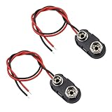 9Vバッテリースナップ 2個セット 9V電池スナップ コネクター 9V電池クリップ 15cmコード付き 電源供給 電子工作 DIY (縦型)