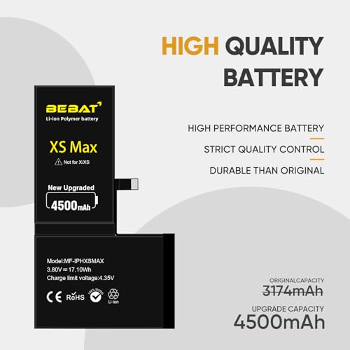 Image of Replacement for iPhone Xs MAX Battery, 4500mAh High Capacity Li-ion Polymer Replacement Battery for Model A1921 A2101 A2102 A2104 with Professional Repair Tool Kits