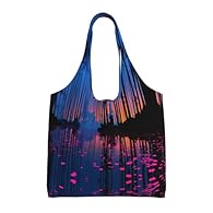 Design and Appearance: This canvas tote bag features an all-over Foggy Bamboo Forest At Night print design, making it a stylish and individual everyday accessory; its minimalist style is suitable for commuting or shopping, and various other occasions...