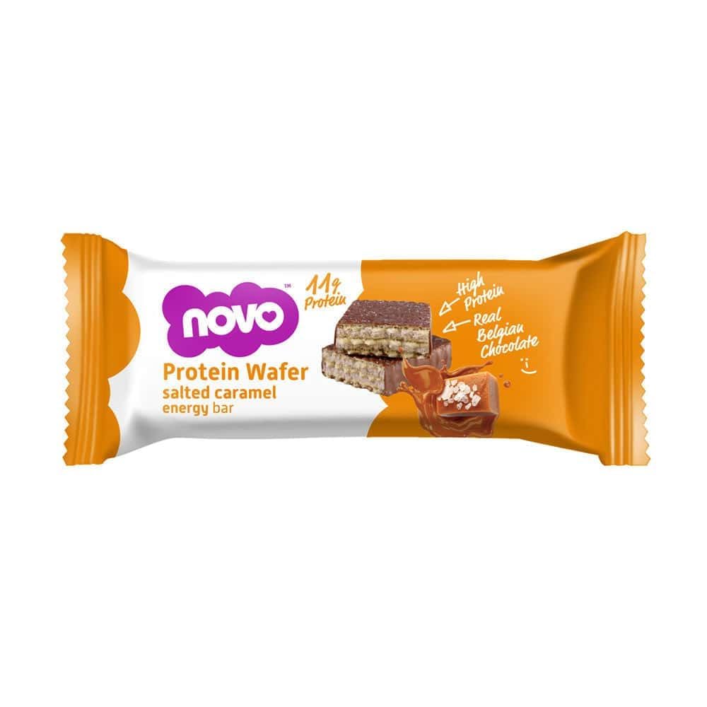Novo Nutrition Protein Wafer Bars | High Protein Bar, 12g Protein | Protein Bar Alternative | Suitable for Vegetarians | Pack of 12 x 40g (Strawberries & Cream)
