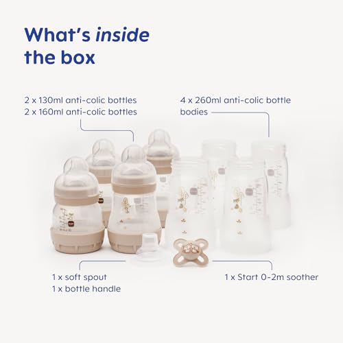 MAM Easy Start Self Sterilising Anti Colic Starter Set, Newborn Bottle Set and Soother, Newborn Essentials, White (Designs May Vary) - View 4