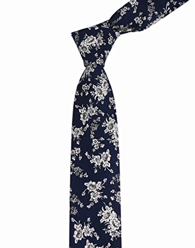 Image of Elfeves Men's Skinny Solid Color Tie Causal Cotton Linen Narrow Slim cut Necktie