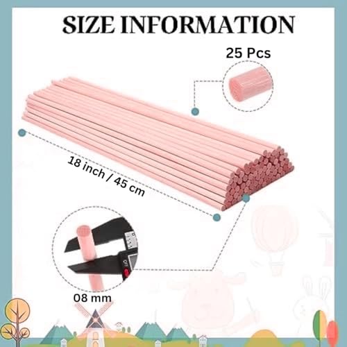 Image of Bloomax 8mm x 18 Inch Wooden Dowel Rods | 25 PCS Unfinished Natural Hardwood Round Sticks for Crafts, DIY & Furniture Woodworking