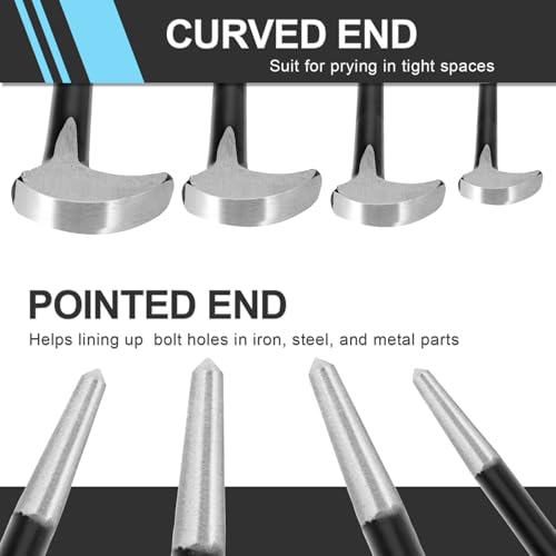 LOZAGU 4-Piece Rolling Head Pry Bar Set for Garages, Heavy Duty Pry Bar Set, 6-Inch, 12-Inch, 16-Inch, 20-Inch.