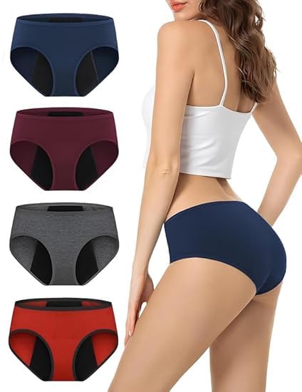 Period for Women Heavy Flow Hipster Period Panty.Leak-Proof & Reusable Washable Period Panties|Heavy Flow Protection for Women & Teens (Pack 4) XL Multicolored-image-17