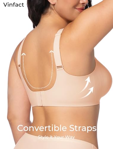Image of Vinfact Womens V Lace Wireless Seamless Bras No Underwire Comfort Push Up Bras Supportive Full Coverage Bralettes T Shirt Bra