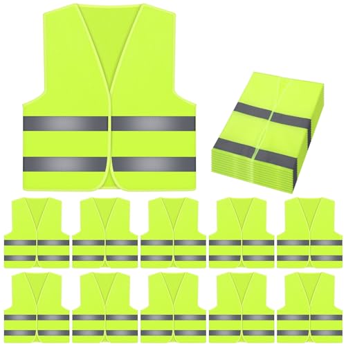 10 Pieces Hi Vis Vests,High Vis Vests,High Visibility Safety Vests,Hi Vis Jackets,High Vis Jackets for Work, Cycling, Runner