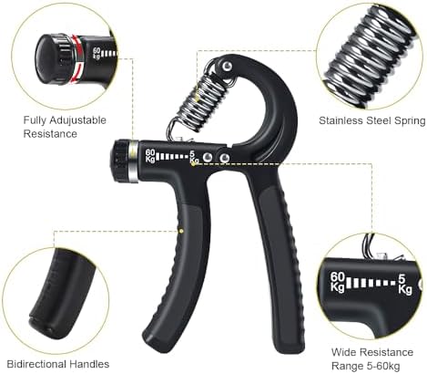 Vicloon El Kavrama Güçlendirici, 5-60 kg Ayarlanabilir El Tutucu Egzersiz Cihazı (5 Parça Set), Kavrama Gücü Antrenörü, Egzersiz Önkol Kavrama Egzersiz Kiti Güçlü Bilekler, Parmaklar, Önkol, Eller - Görsel 3