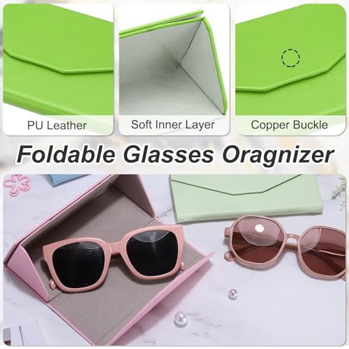 Image of PATIKIL Foldable Glasses Case, Triangle Magnetic Sunglasses Organizer Case PU Leather Hard Eyeglass Case for Women (2 Pcs)