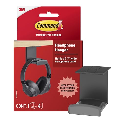 Image of Command Headphone Hanger, Black, 1 Hook, 4 Large Strips
