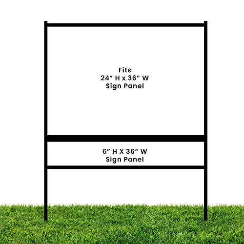Real Estate Yard Sign Metal H-Frame (Pack Of 1), Easy Slide-In Open House Signs For Real Estate, Durable Yard Signs, Compatible With 1/8-Inch Thick Sign Panels - 24 X 36 Slide-In With Rider, Black #TOP7
