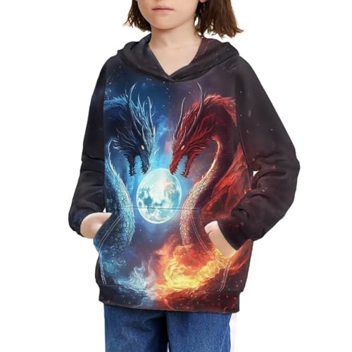 Image of WELLFLYHOM Boys Hooded Sweatshirts Hoodie Pullover Cool Graphic Crewneck Blouses Size 6-16