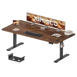JUMMICO Höhenverstellbarer Schreibtisch 200 x 80 cm mit Kabelwanne, Höhenverstellbar Elektrisch Stehpult mit USB-Buchse, Computertisch, Ergonomischer Steh-Sitz Tisch, Bürotisch, Vintage-Braun