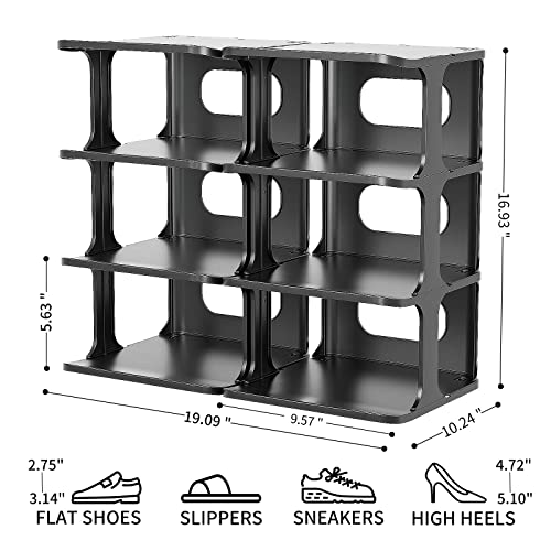 Shoe Racks For Bedroom Closet Shoe Storage Plastic Shoe Organizer For Closet 8 Tier Shoe Cubby Free Standing Shoe Shelves Shoe Storage Cabinet Black Sneaker Storage For Entryway Vertical Shoe Tower #TOP2
