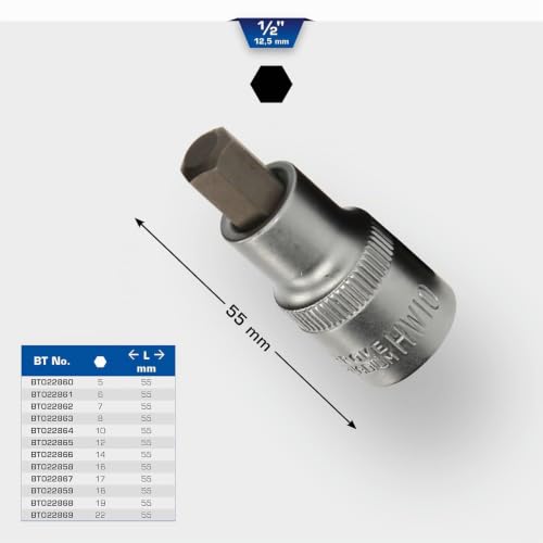 Miniatura 2 de Brilliant Tools Bt022866 Llave De Vaso Con Punta De 1 2 Con Hexágono Interior, Longitud 55 Mm, 14 Mm Powered By Ks Tools
