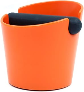Coffee Knock Box Container for Coffee Grounds ABS Plastic Espresso Barista Accessories Coffee Grind Bin with Removable Rubber Knock Bar and Non-Slip Base Orange