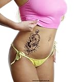 Tattoodrucker 1 x XL Anchor Tattoo - Compass, Clock, Lettering - Temporary Body Tattoo - TBS8282 (1), Anker-TBS8282-1, black