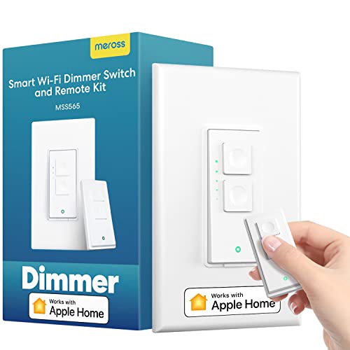 Meross Smart Wifi Dimmer Switch And Remote Kit, Single Pole, Neutral Wire Required, Work With Apple Homekit, Alexa, Google Home And Smartthings, 2.4Ghz Wifi, Remote And Voice Control, No Hub Required #TOP6