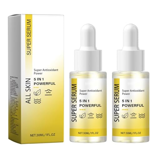 Super Serum 5-in-1, Advanced Collagen Anti Aging Serum, Hydrating Face Serum, Anti Wrinkle-All In One With Collagen, VC, VE, Niacinamide Serum, Smoother Skin, Lightweight Formula (30ml, 2PC)