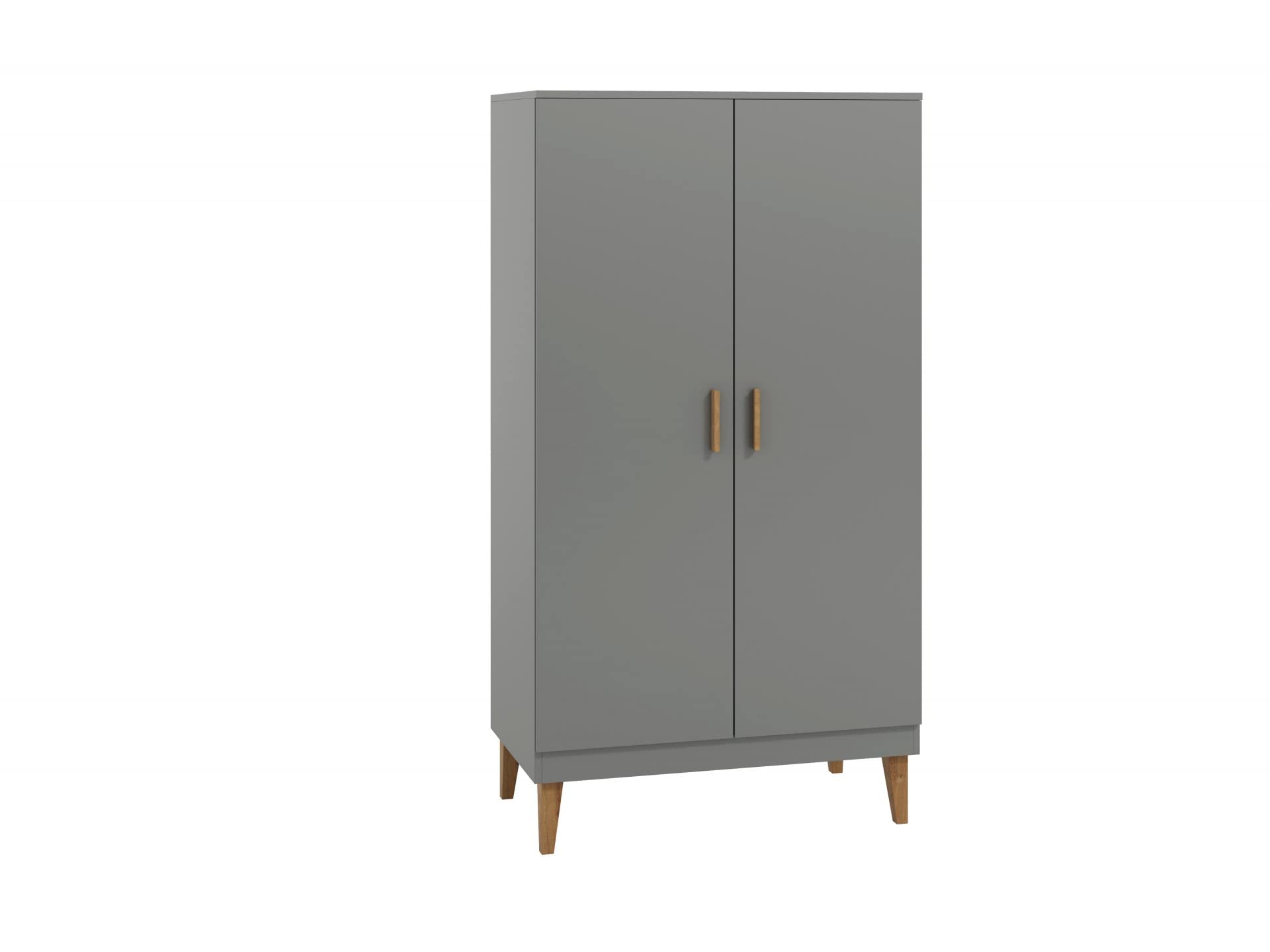 Générique Habitación completa para niños: armario de 2 puertas + cama de 80 x 180 cm con somier/colchón+cómoda 3 cajones + mesita de noche; color gris