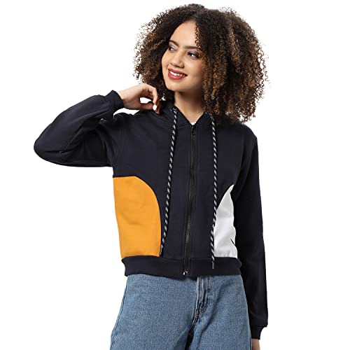 Image of PINACOLADA Women Cotton Zipper Sweatshirt Relaxed Fit for Casual Wear | Full Sleeves | Stylish Sweatshirt Crafted with Comfort Fit and High Performance for Everyday Wear