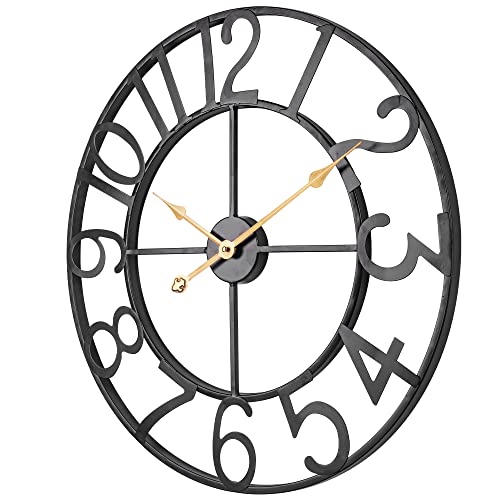 Extra Large Outdoor Clocks, Oversized Outdoor Clock For Patio/Pool, Vintage Metal Outdoor Clock Silent Battery Operated, European Industrial Skeleton Wall Clock For Backyard/Garden/Fence, 30 In #TOP5