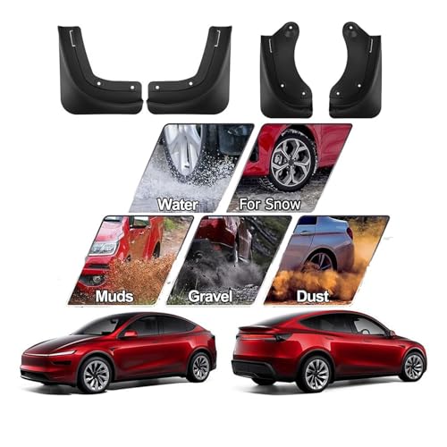 Guardabarros para coche contra salpicaduras Tesla Modelo Y Juniper 2025 kit de 4 piezas 4