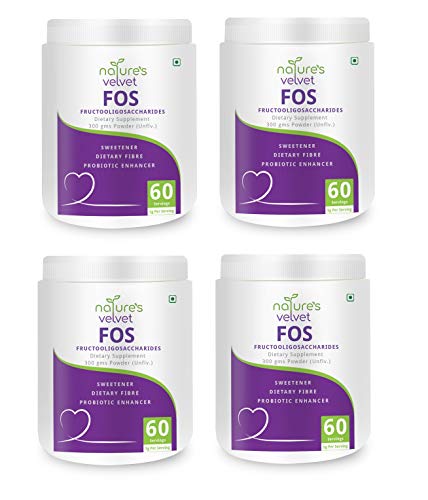 Image of Nature's Velvet FOS Fructooligosaccharides, Sugar Substitute and Probiotic Enhancer Powder -300g Pack of 4