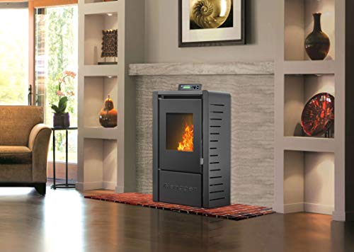 Langger Serenity Wood Pellet Stove, Electric Fireplace Heater with Smart Controller,Black - Thumbnail 4