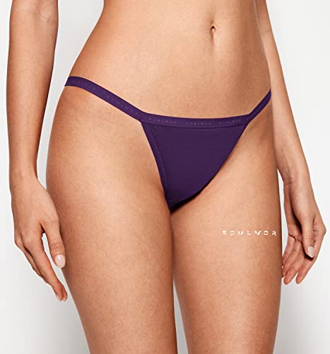 Soulvor Natrelax Women's Underwear Low Rise String Bikini Cotton Panties Low Rise Tagless Stretch Panty 5 Pack Softness Large #TOP1